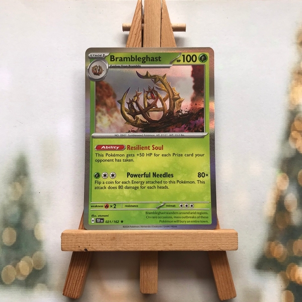 Thẻ hình Pokemon Brambleghast 021/162 -Lá bài Scarlet&Violet Temporal Forces Holo Rare Reverse Holo tiếng Anh chính hãng ảnh 2