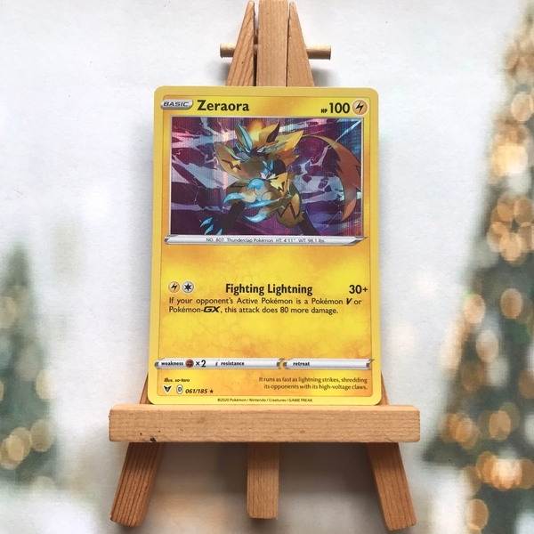 Thẻ hình Pokemon Zeraora 061/185 - Lá bài lẻ Sword & Shield: Vivid Voltage Cosmos Holo Rare tiếng Anh chính hãng ảnh 2