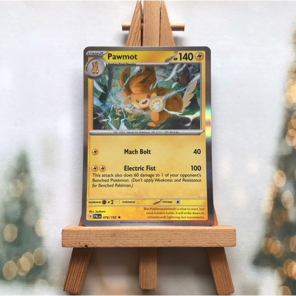 Thẻ hình Pokemon Pawmot 076/193 - Lá bài lẻ Scarlet & Violet: Paldea Evolved Holo Rare Reverse Holo tiếng Anh chính hãng ảnh 3