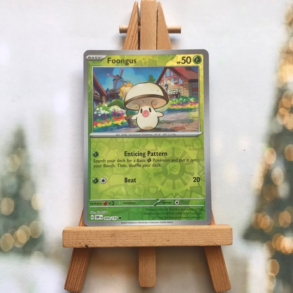 Thẻ hình Pokemon Foongus 009/197 - Lá bài lẻ Scarlet & Violet: Obsidian Flames Common Reverse Holo tiếng Anh chính hãng ảnh 2