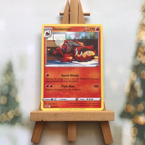 Thẻ hình Pokemon Incineroar 032/195 - Lá bài lẻ Sword & Shield: Silver Tempest Rare Reverse Holo tiếng Anh chính hãng ảnh 4