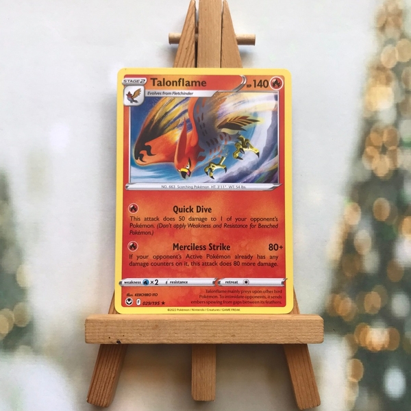 Thẻ hình Pokemon Talonflame 029/195 - Lá bài lẻ Sword & Shield: Silver Tempest Rare Reverse Holo tiếng Anh chính hãng ảnh 2