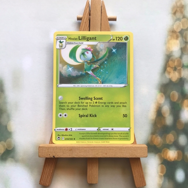 Thẻ hình Pokemon Hisuian Lilligant 010/195 -Lá bài lẻ Sword&Shield Silver Tempest Rare Reverse Holo tiếng Anh chính hãng