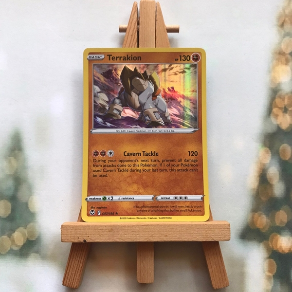 Thẻ hình Pokemon Terrakion 097/195 - Lá bài lẻ Sword & Shield: Silver Tempest Holo Rare tiếng Anh chính hãng