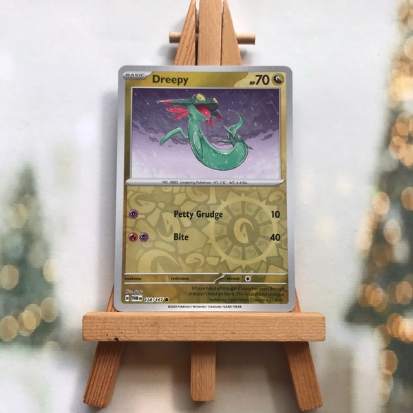 Thẻ hình Pokemon Dreepy 128/167 - Lá bài Scarlet&Violet Twilight Masquerade Common Reverse Holo tiếng Anh chính hãng