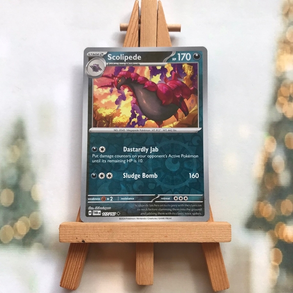 Thẻ hình Pokemon Scolipede 117/167 - Lá bài Scarlet&Violet Twilight Masquerade Common Reverse Holo tiếng Anh chính hãng