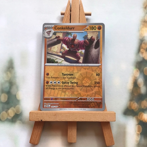 Thẻ hình Pokemon Conkeldurr 105/167 - Lá bài Twilight Masquerade Uncommon Reverse Holo tiếng Anh chính hãng