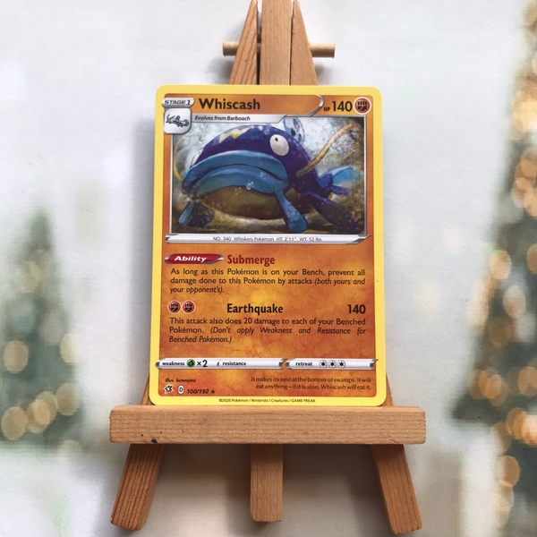 Thẻ hình Pokemon Whiscash 100/192 - Lá bài lẻ Sword & Shield: Rebel Clash Rare tiếng Anh chính hãng
