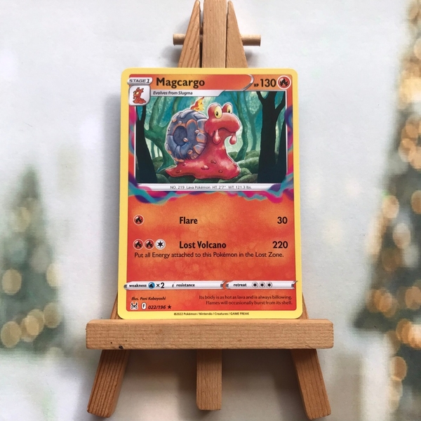 Thẻ hình Pokemon Magcargo 022/196 - Lá bài lẻ Sword & Shield: Lost Origin Rare Reverse Holo tiếng Anh chính hãng ảnh 2