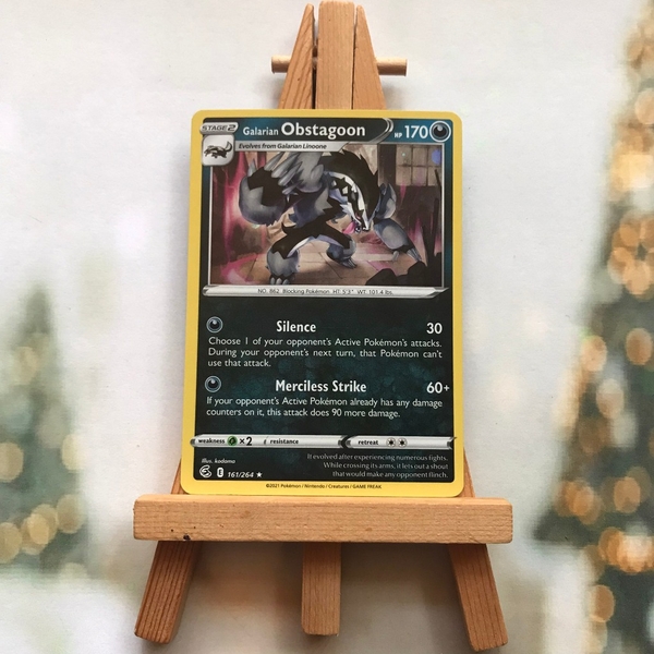 Thẻ hình Pokemon Galarian Obstagoon 161/264 - Lá bài Sword & Shield: Fusion Strike Cosmos Holo Rare tiếng Anh chính hãng