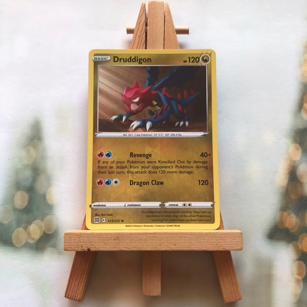 Thẻ hình Pokemon Druddigon 113/172 - Lá bài Brilliant Stars Rare Reverse Holo tiếng Anh chính hãng