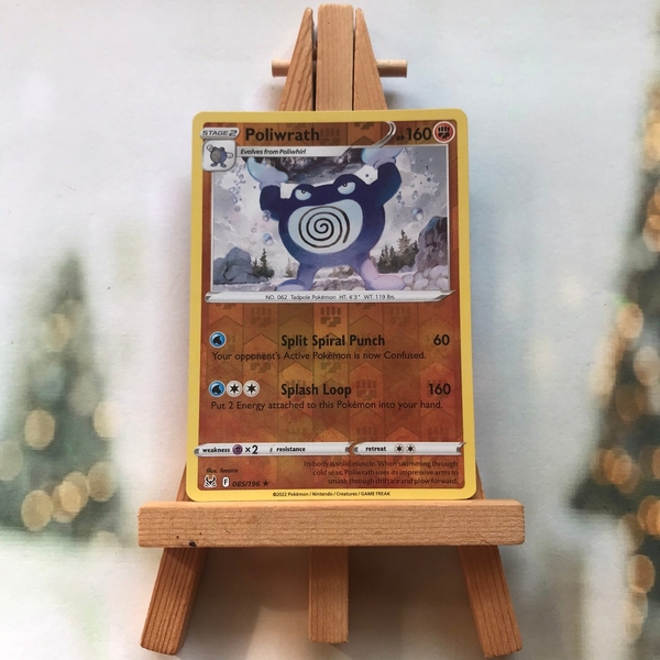 Thẻ hình Pokemon Poliwrath 085/196 - Lá bài lẻ Sword & Shield: Lost Origin Rare Reverse Holo tiếng Anh chính hãng