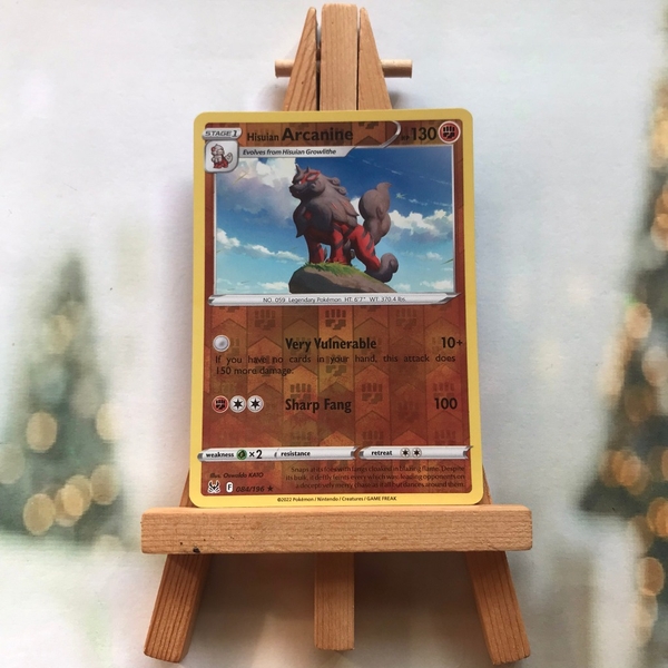 Thẻ hình Pokemon Hisuian Arcanine 084/196 - Lá bài Sword&Shield Lost Origin Holo Rare Reverse Holo tiếng Anh chính hãng ảnh 2