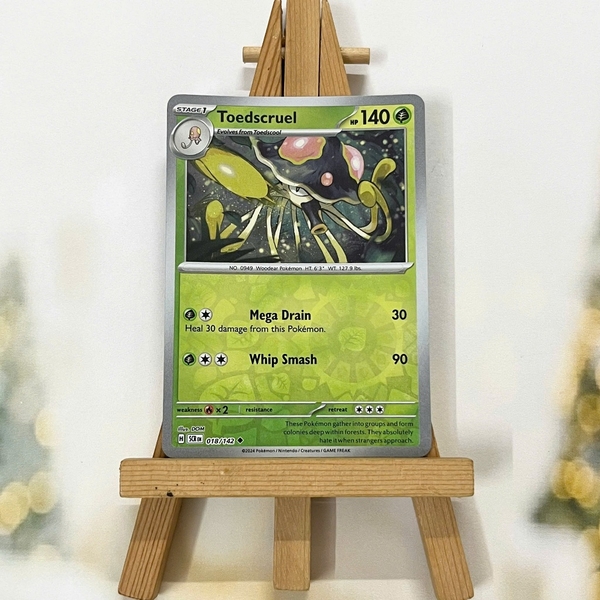 Thẻ hình Pokemon Toedscruel 018/142 - Lá bài lẻ Stellar Crown Uncommon Reverse Holo tiếng Anh chính hãng