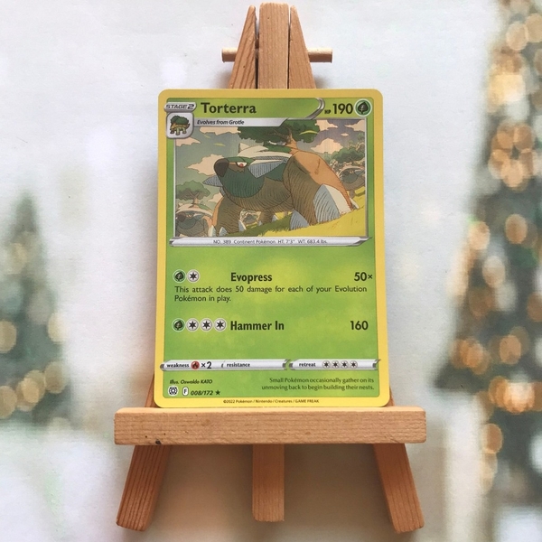 Thẻ hình Pokemon Torterra 008/172 - Lá bài Sword & Shield: Brilliant Stars Holo Rare Reverse Holo tiếng Anh chính hãng ảnh 2