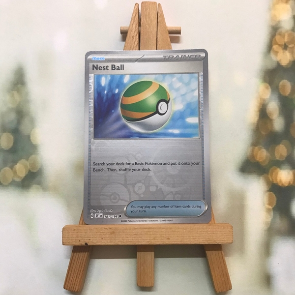 Thẻ hình Pokemon Nest Ball 181/198 - Lá bài Scarlet & Violet Base Set Uncommon Reverse Holo tiếng Anh chính hãng ảnh 2