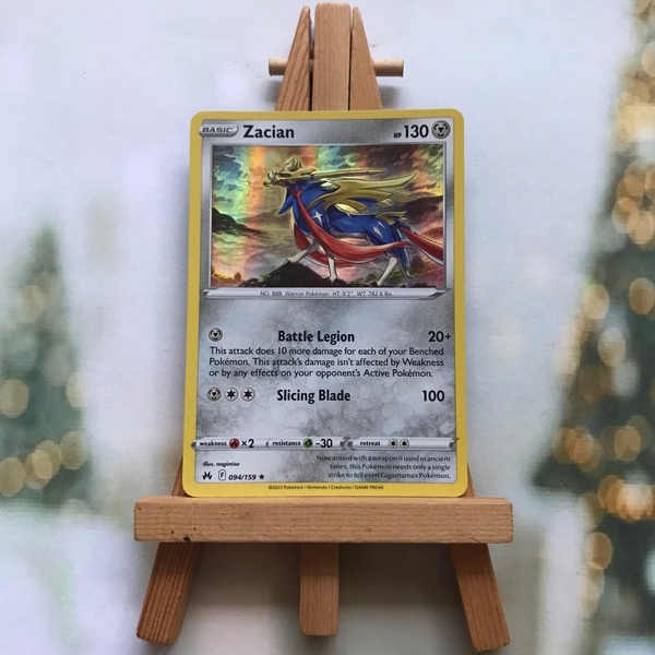 Thẻ hình Pokemon Zacian 094/159 - Lá bài Sword & Shield Crown Zenith Holo Rare tiếng Anh chính hãng