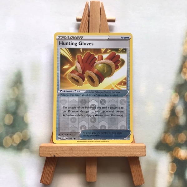 Thẻ hình Pokemon Hunting Gloves 142/172 - Lá bài Brilliant Stars Uncommon Reverse Holo tiếng Anh chính hãng ảnh 2
