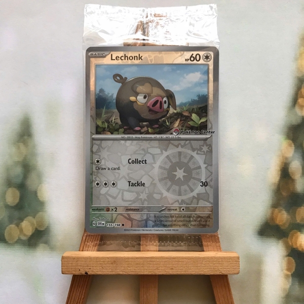 Thẻ hình Lechonk SVI EN 155/198 (seal) - Lá bài lẻ Pokemon Center Exclusive Stamped Holo Promo tiếng Anh chính hãng