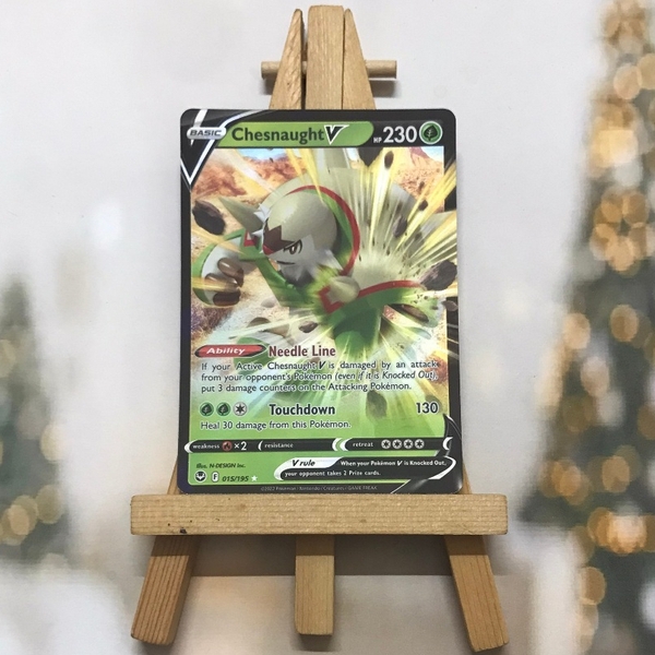 Thẻ hình Pokemon Chesnaught V 015/195 - Lá bài lẻ Silver Tempest Ultra Rare tiếng Anh chính hãng