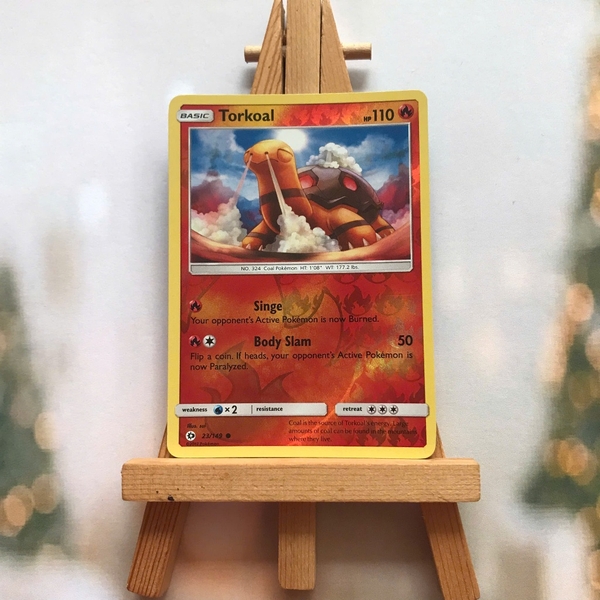 Thẻ hình Pokemon Torkoal 23/149 - Lá bài lẻ Sun & Moon (Base Set) Common Reverse Holo tiếng Anh chính hãng