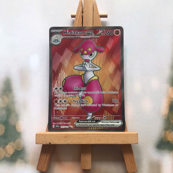 Thẻ hình Pokemon Medicham ex 161/142 - Lá bài lẻ Stellar Crown Full Art Secret Rare tiếng Anh chính hãng ảnh 2