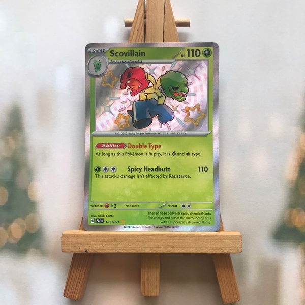 Thẻ hình Pokemon Scovillain 107/091 - Lá bài lẻ Paldean Fates Shiny Rare tiếng Anh chính hãng ảnh 2