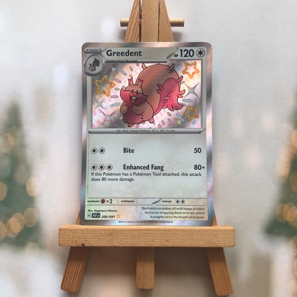 Thẻ hình Pokemon Greedent 206/091 - Lá bài lẻ Paldean Fates Shiny Rare tiếng Anh chính hãng