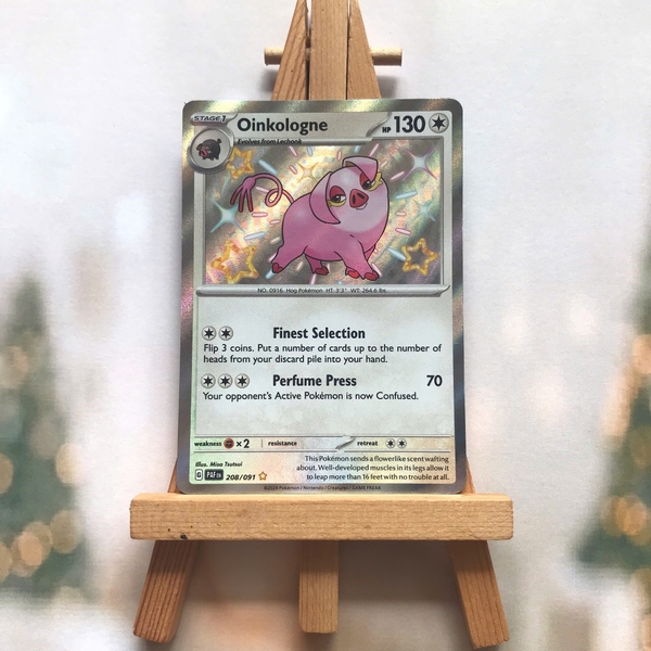 Thẻ hình Pokemon Oinkologne 208/091 - Lá bài lẻ Paldean Fates Shiny Rare tiếng Anh chính hãng