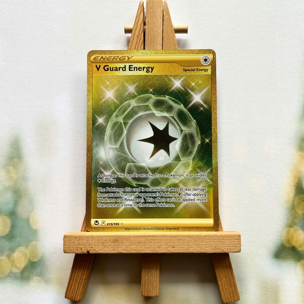 Thẻ hình Pokemon V Guard Energy 215/195 - Lá bài lẻ Silver Tempest Secret Rare tiếng Anh chính hãng