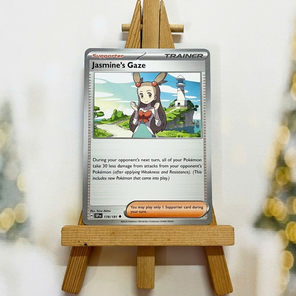 Thẻ hình Pokemon Jasmine's Gaze 178/191 - Lá bài lẻ Surging Sparks Uncommon Reverse Holo tiếng Anh chính hãng ảnh 3