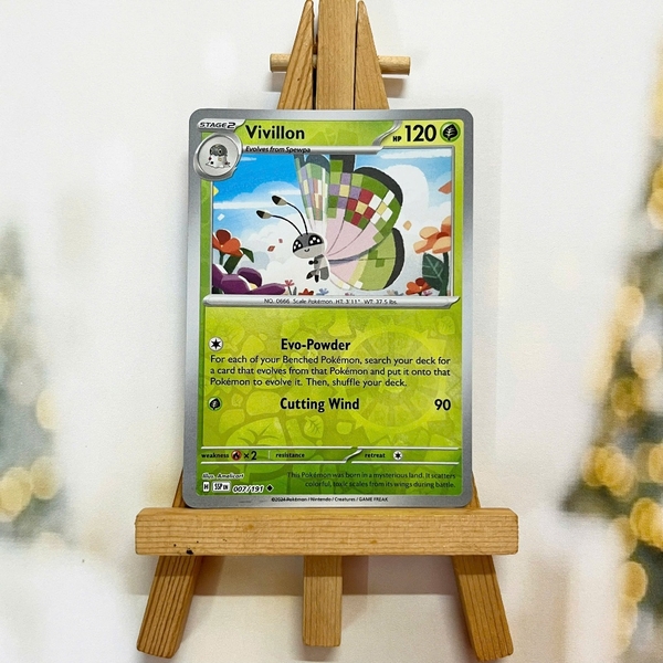 Thẻ hình Pokemon Vivillon 007/191 - Lá bài lẻ Surging Sparks Uncommon Reverse Holo tiếng Anh chính hãng