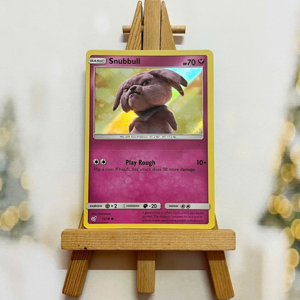 Thẻ hình Pokemon Snubbull 15/18 - Lá bài lẻ Sun Moon Detective Pikachu Holo tiếng Anh chính hãng