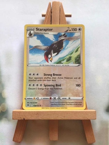 Thẻ hình Pokemon Staraptor 119/172 - Lá bài Brilliant Stars Rare Reverse Holo tiếng Anh ảnh 2