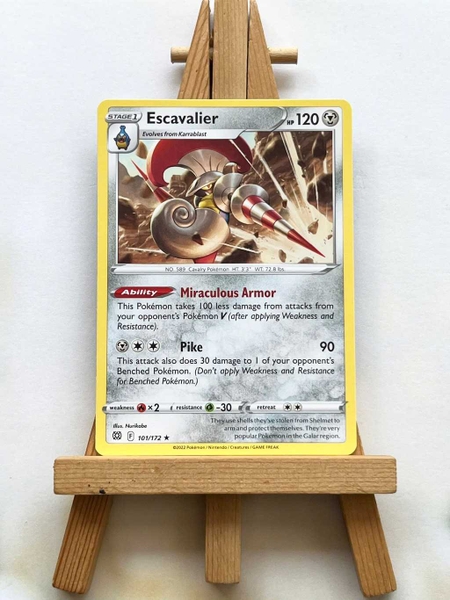Thẻ hình Pokemon Escavalier 101/172 - Lá bài lẻ Brilliant Stars Rare Reverse Holo tiếng Anh ảnh 3