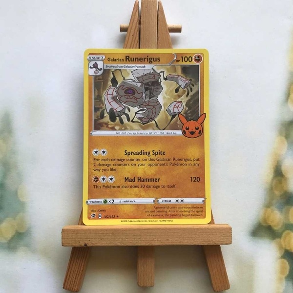 Thẻ hình Pokemon Galarian Runerigus 102/192 - Lá bài lẻ Sword & Shield: Rebel Clash Rare tiếng Anh ảnh 2