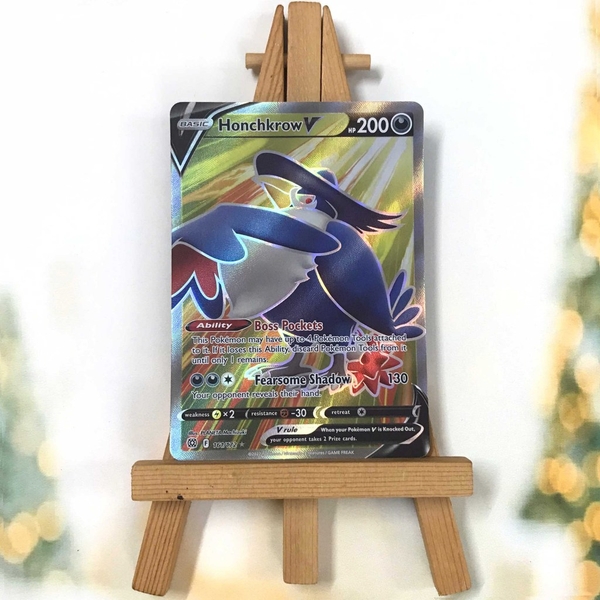 Thẻ hình Pokemon Honchkrow V 161/172 - Lá bài lẻ Brilliant Stars Full Art tiếng Anh chính hãng
