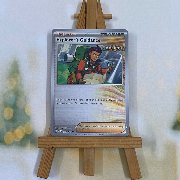 Thẻ hình Pokemon Explorer's Guidance 107/131 - Lá bài lẻ Prismatic Evolutions Uncommon Reverse Holo tiếng Anh chính hãng