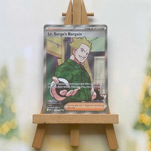 Thẻ hình Pokemon Lt. Surge's Bargain 170/132 - Lá bài lẻ Mega Evolution Illustration Rare tiếng Anh chính hãng