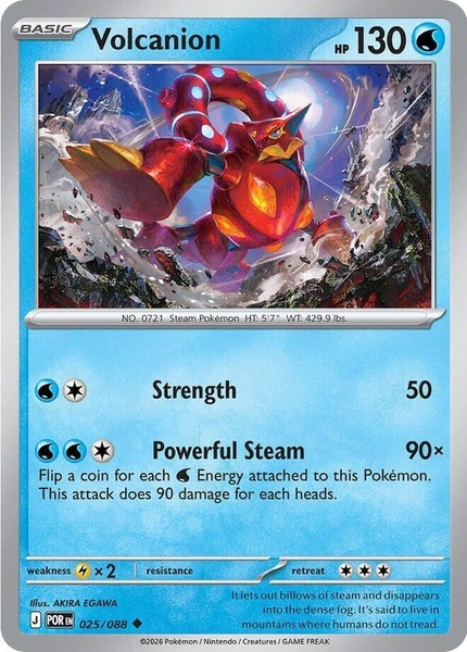 Thẻ hình Pokemon Volcanion 025/088 - Lá bài lẻ Perfect Order Uncommon Reverse Holo tiếng Anh chính hãng