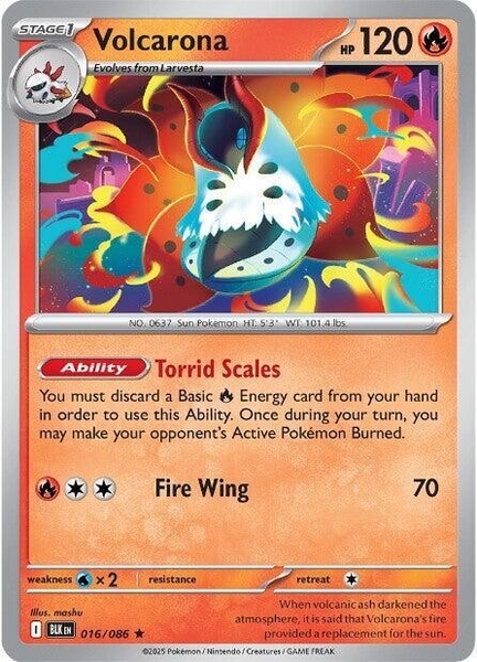 Thẻ hình Pokemon Volcarona 016/086 - Lá bài lẻ Black Bolt Holo Rare tiếng Anh chính hãng
