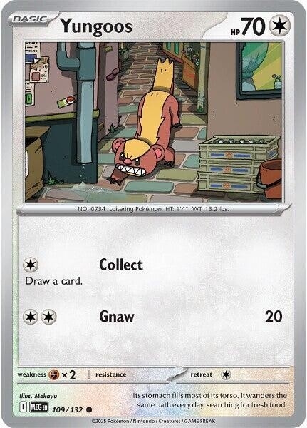 Thẻ hình Pokemon Yungoos 109/132 - Lá bài lẻ Mega Evolution Base Set Common Reverse Holo tiếng Anh chính hãng
