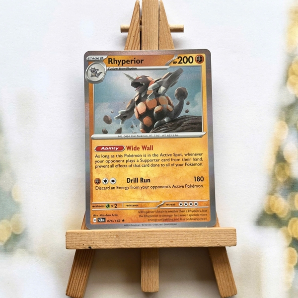 Thẻ hình Pokemon Rhyperior 076/142 - Lá bài lẻ Stellar Crown Rare Reverse Holo tiếng Anh chính hãng ảnh 2