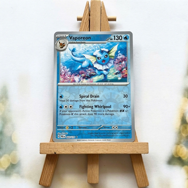 Thẻ hình Pokemon Vaporeon 022/131 - Lá bài lẻ Prismatic Evolutions Rare Reverse Holo tiếng Anh chính hãng