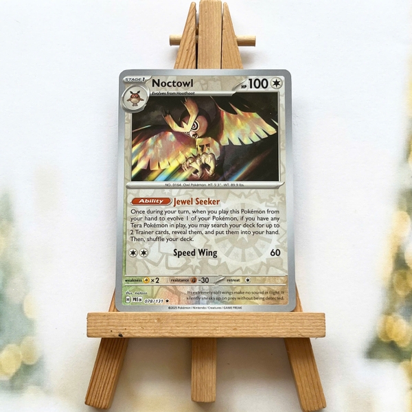 Thẻ hình Pokemon Noctowl 078/131 - Lá bài lẻ Prismatic Evolutions Rare Reverse Holo tiếng Anh chính hãng