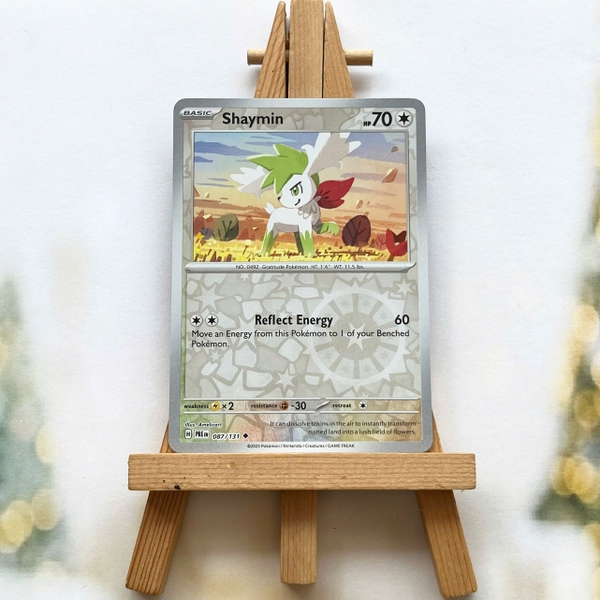 Thẻ hình Pokemon Shaymin 087/131 - Lá bài lẻ Prismatic Evolutions Uncommon Reverse Holo tiếng Anh chính hãng