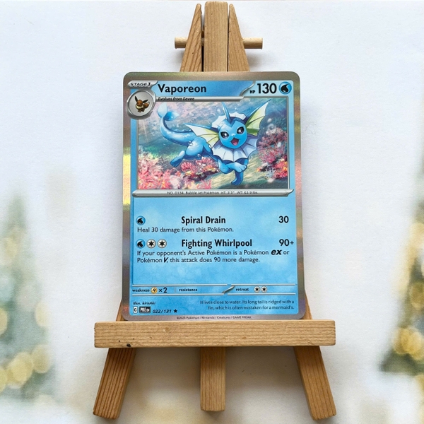 Thẻ hình Pokemon Vaporeon 022/131 - Lá bài lẻ Prismatic Evolutions Rare Reverse Holo tiếng Anh chính hãng ảnh 2