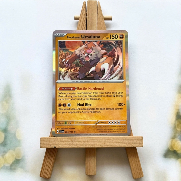 Thẻ hình Pokemon Bloodmoon Ursaluna 054/131 - Lá bài lẻ Prismatic Evolutions Rare Reverse Holo tiếng Anh chính hãng ảnh 2