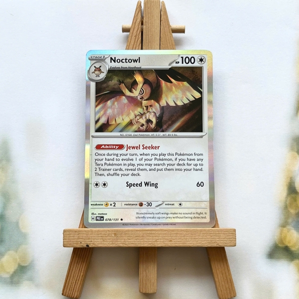 Thẻ hình Pokemon Noctowl 078/131 - Lá bài lẻ Prismatic Evolutions Rare Reverse Holo tiếng Anh chính hãng ảnh 2