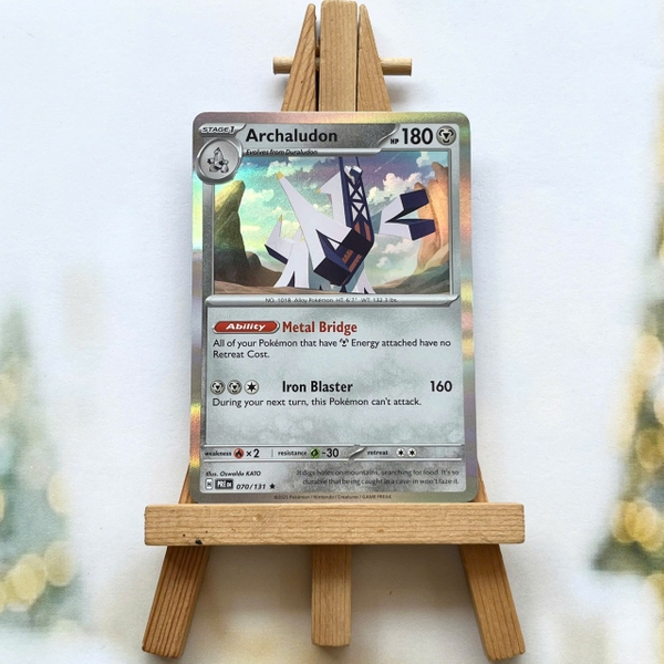 Thẻ hình Pokemon Archaludon 070/131 - Lá bài lẻ Prismatic Evolutions Rare Reverse Holo tiếng Anh chính hãng ảnh 2